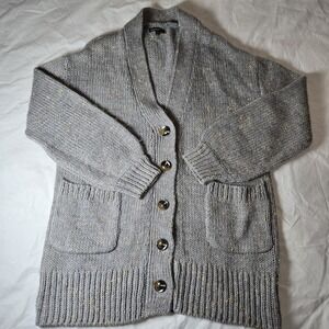 Who What Wear Target‎  Sweater Cardigan Size Medium Gray With Gold Flecks